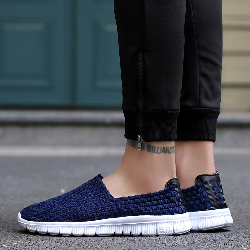 Men Sneakers Summer Shoes Casual Flats Breathable Woven Loafers Slip On Handmade 2020 Fashion Valentine Footwear Size 35-44