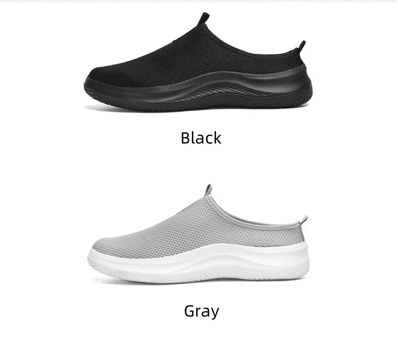 Men's Sneakers Comfortable Lightweight Soft Half Slipper Flat Running Shoes Outdoor Casual Sports Shoes Man Shoes Big Size 39-48