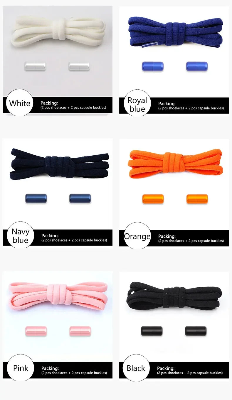 NEW Colorful Options Elastic laces Sneakers No tie Shoelace for Sports Round Shoelaces without ties Kids Adult Shoes Accessories