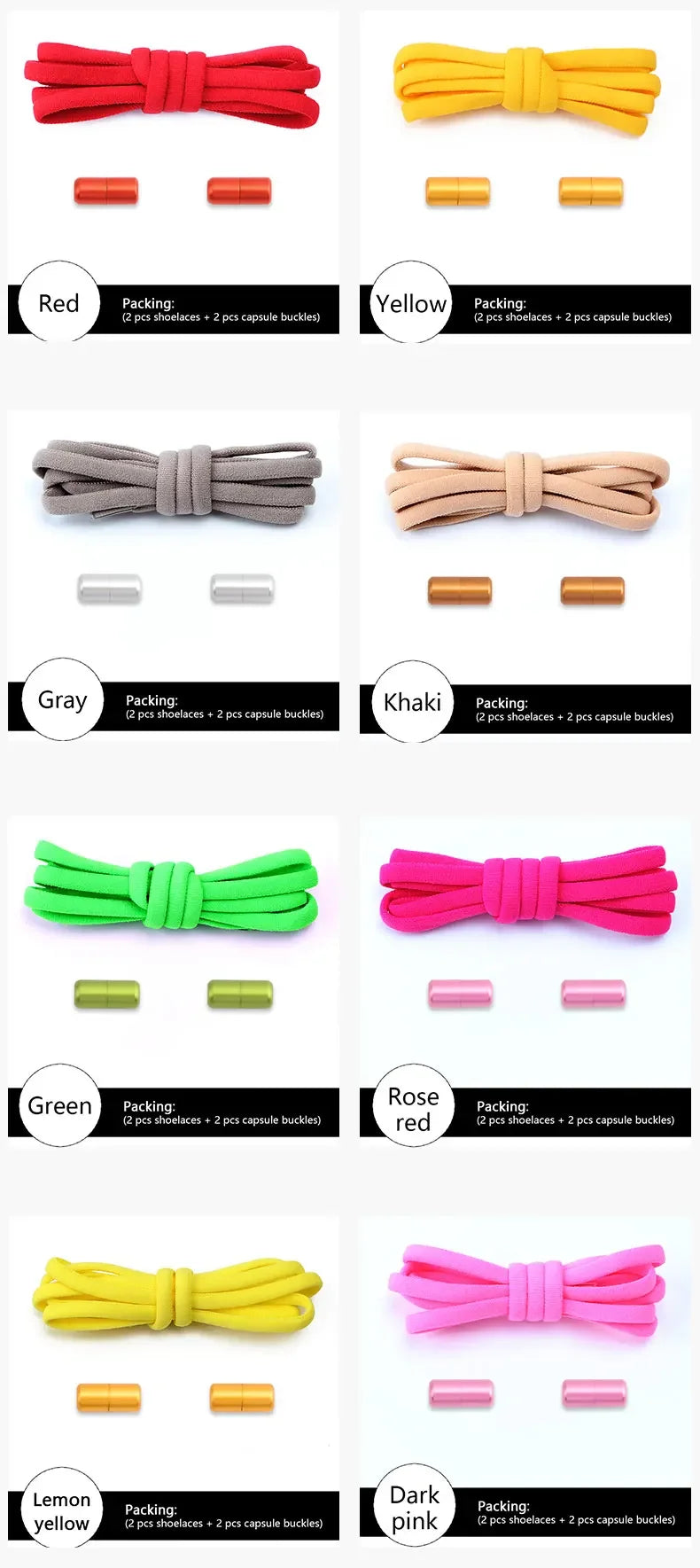 NEW Colorful Options Elastic laces Sneakers No tie Shoelace for Sports Round Shoelaces without ties Kids Adult Shoes Accessories