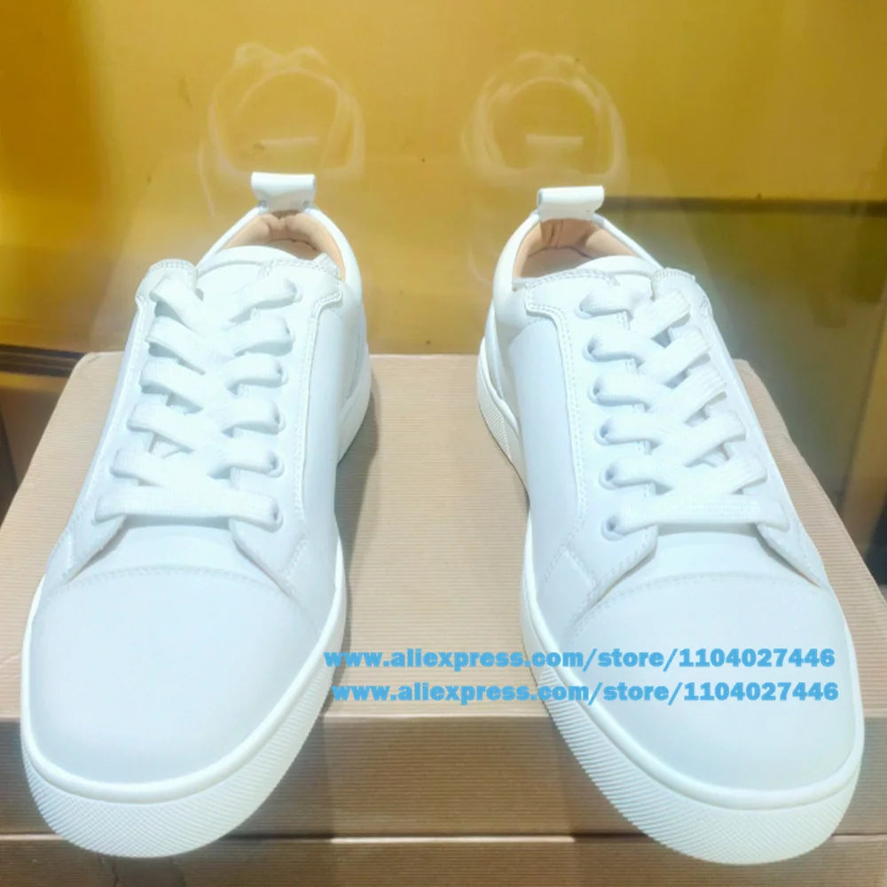 White/black Low-Top Sneakers Casual Shoes for Men Lace-Up Platform Board Shoes Designer Style Trendy Luxury Handmade Men's Shoes