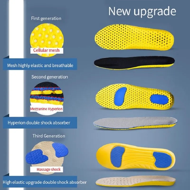 Sport Insoles for Men Women Shoe Inserts Pad Soft Breathable Sneakers Running Silicone Gel Cushion Orthopedic Care EVA Insoles