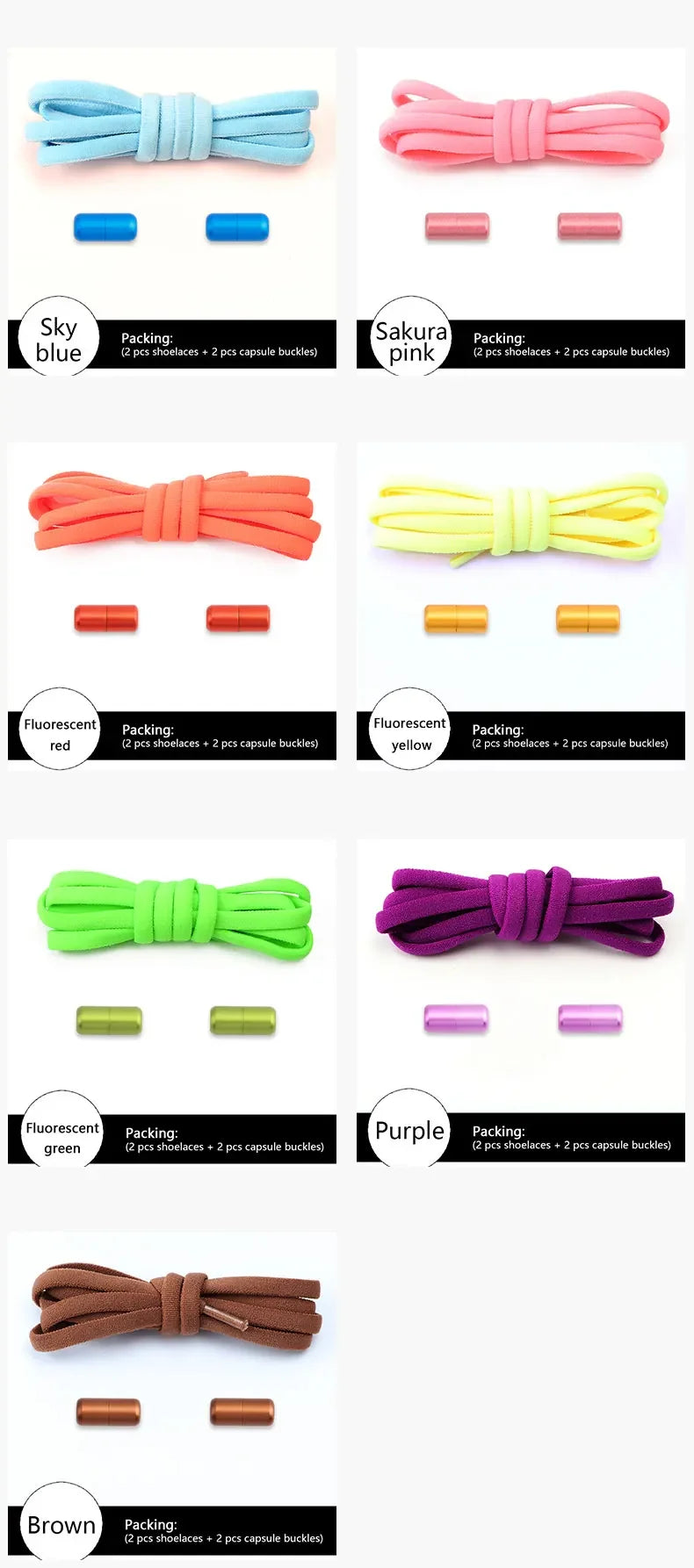 NEW Colorful Options Elastic laces Sneakers No tie Shoelace for Sports Round Shoelaces without ties Kids Adult Shoes Accessories