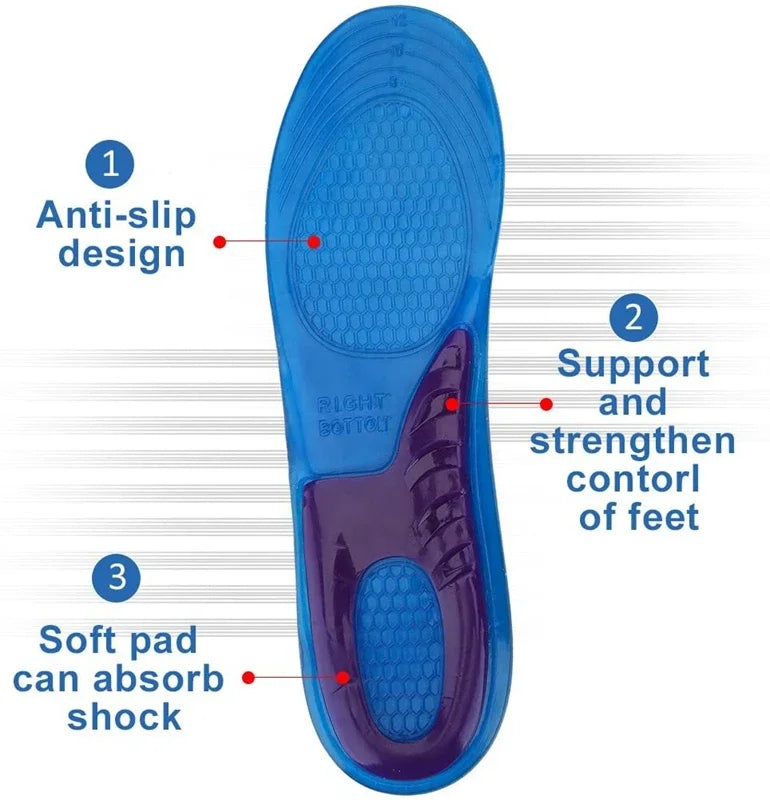 GEL Silicone Insoles for Shoes Orthotic Arch Support Insole Soft Shoe Inserts Sport Anti-slip Template For Man Women Shoe Sole