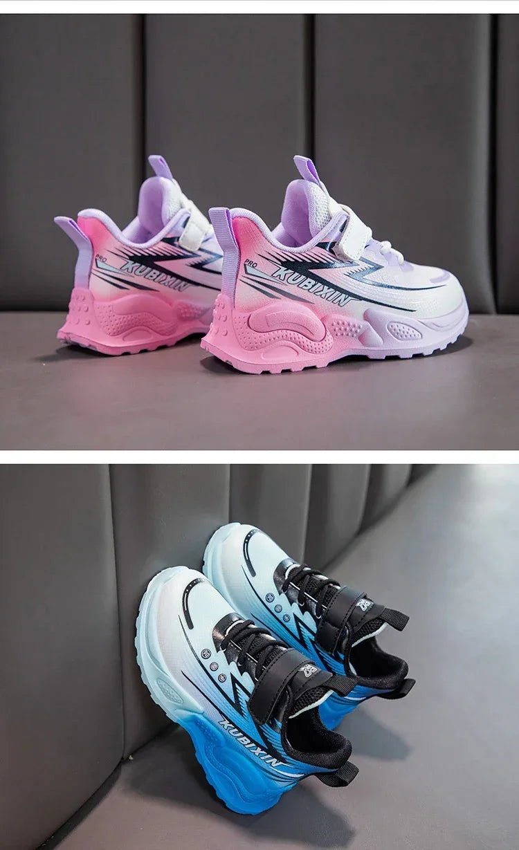 Students Sneakers Handsome Trendy Boys Girls Running Shoes Gradient Color 2024 New Fashion Children Sports Shoes Thick Soft Sole