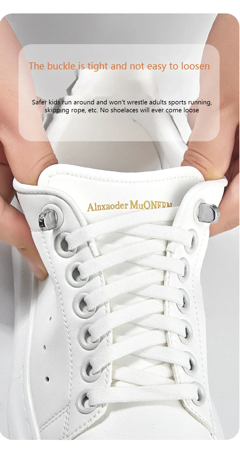Flat Elastic Shoe Laces Sneakers No Tie Shoelaces for Shoes Tennis Quick Shoelace Clips Without Ties Shoe Accessories Kids Adult