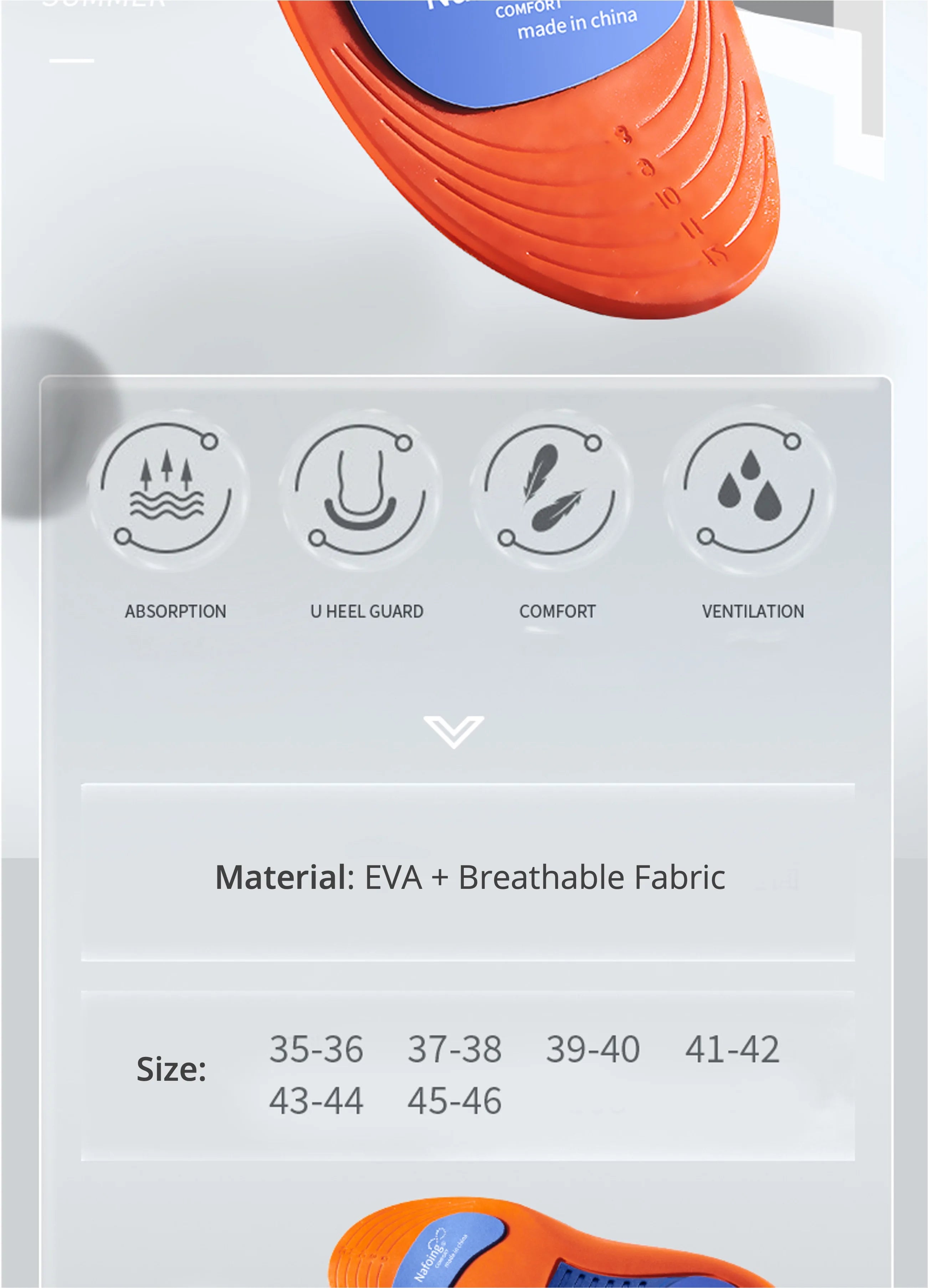 Orthopedic Sports Elasticity Insoles For Shoes Sole Unisex Technology Shock Absorption Breathable Running Insoles