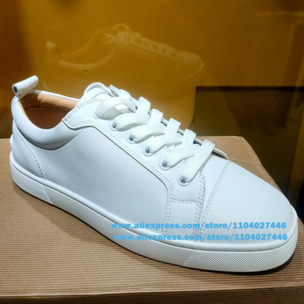 White/black Low-Top Sneakers Casual Shoes for Men Lace-Up Platform Board Shoes Designer Style Trendy Luxury Handmade Men's Shoes