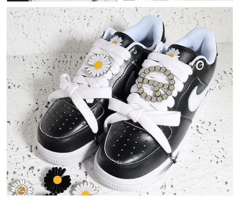 New 9 Styles Little Daisies Shoelace Accessories Colorful Daisy Metal Buckles Women Men Shoes Parts for AF 1 AJ1 Sneakers